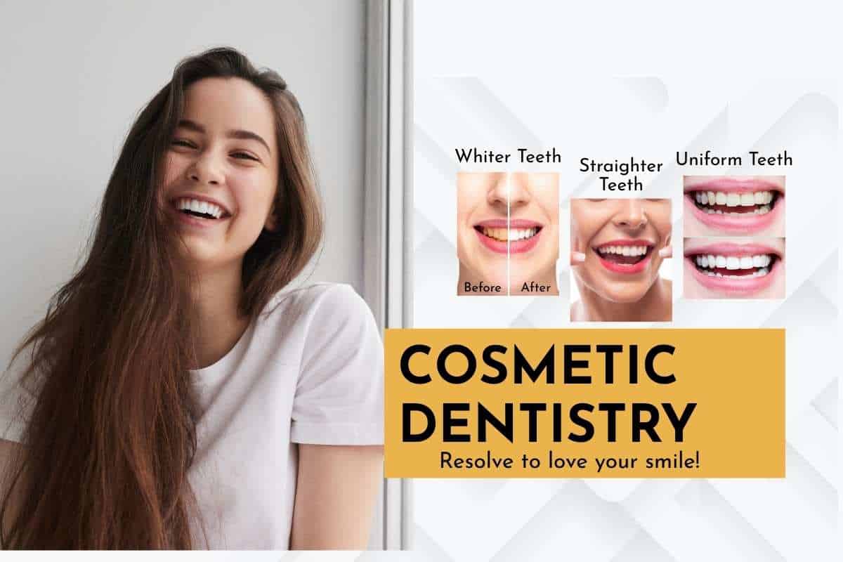 Cosmetic dentistry treatment improving stained and uneven teeth